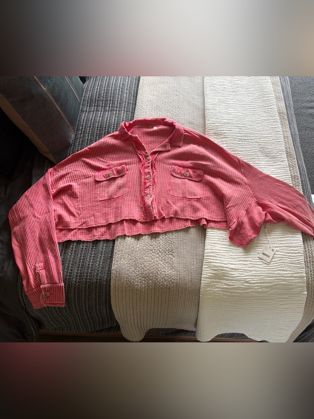 Free People FP One Waffle Knit Oversized Slouchy Scout Top